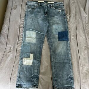 Anthropology Pilcro and the Letterpress Slim Boyfriend Jeans With Patches